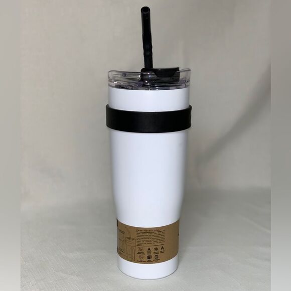 NEW Hydraflow Capri White 40 Tumbler Straw Handle Stainless Water Cold Hot Drink - Picture 6 of 16
